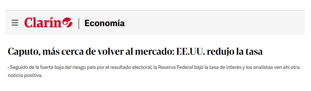 Caputo, más cerca de volver al mercado: EE.UU. redujo la tasa