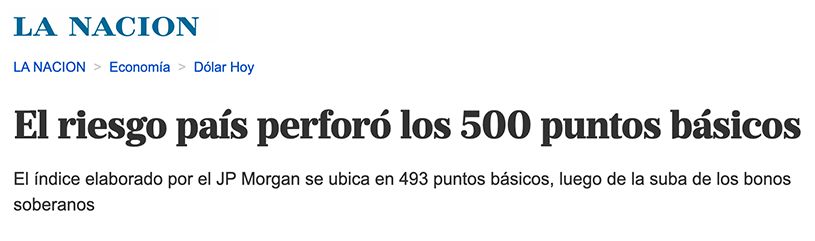 El riesgo país perforó los 500 puntos básicos
